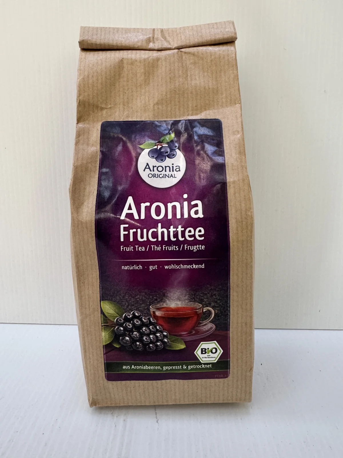 Papirspose med Aronia frugt-te, 150 g.